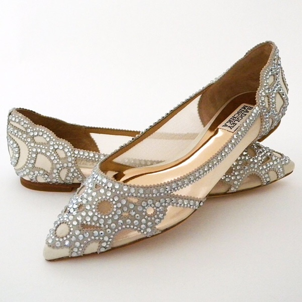 Badgley Mischka Gigi ivory bridal pointy flat